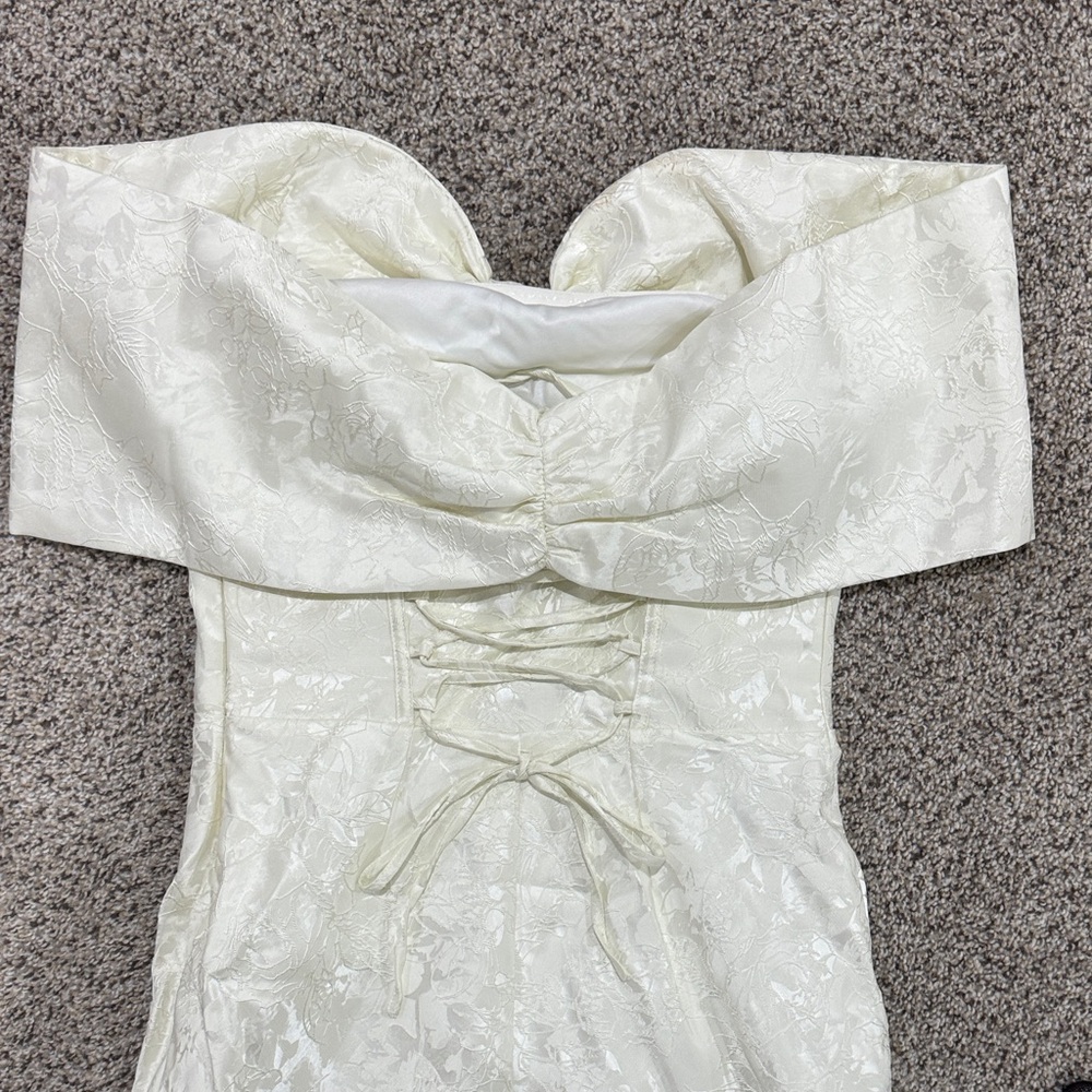 Strapless White Off-Shoulder Evening Dress - Picture 9 of 9